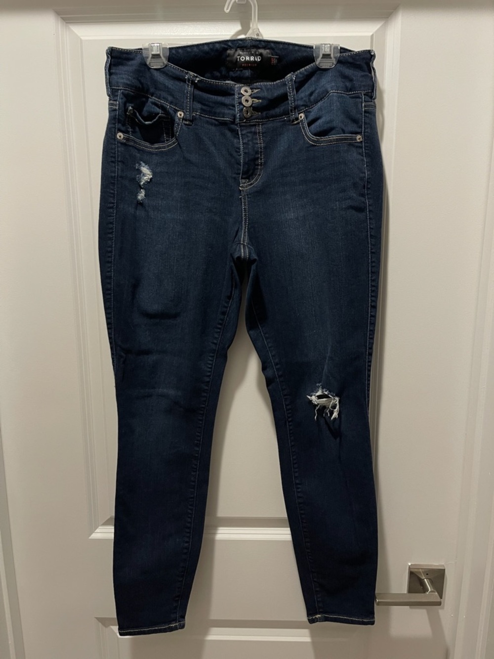 Torrid Premium Dark Distressed Skinny Jeans